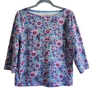 Talbots The Tee Floral 3/4 Sleeves Shirt Size Medium